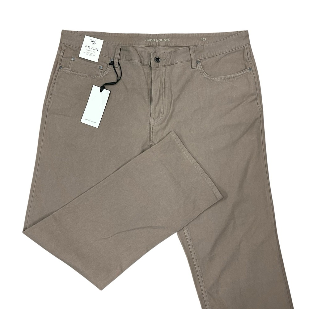 Rodd and Gunn Motion 2 Straight Jeans Mens 42X34 Tan New with Tags NWT
